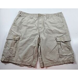Eddie Bauer size 42 cargo shorts khaki outdoor casual flap pockets EUC men's ^